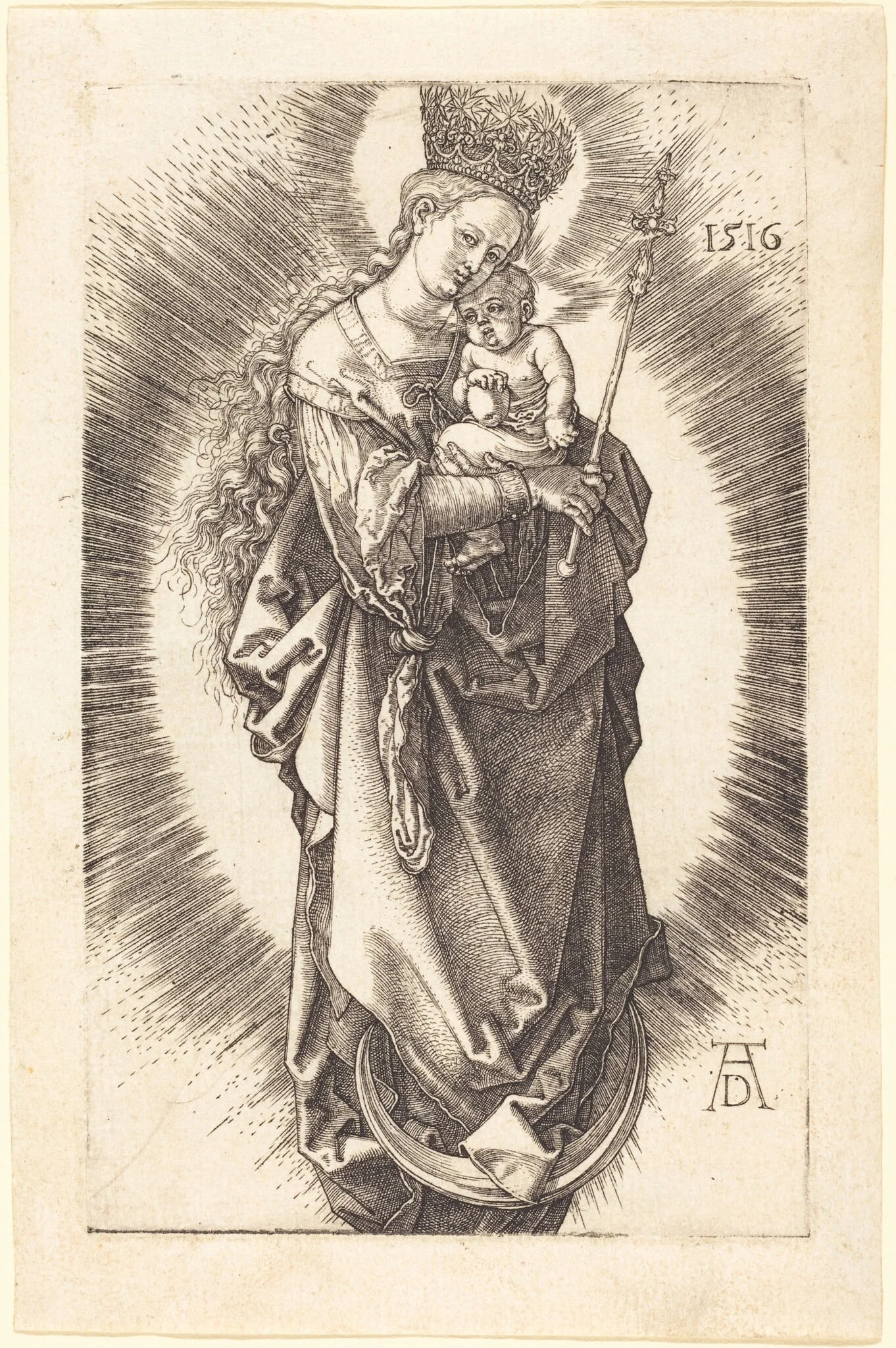 The Virgin and Child on a Crescent with a Sceptre and a Starry Crown, detail