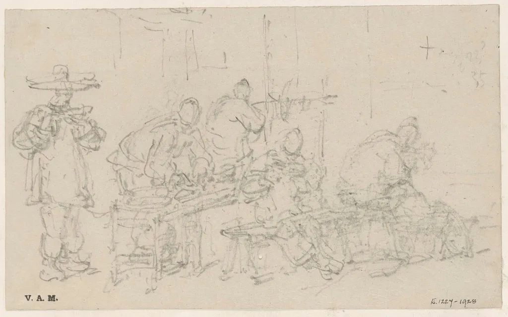 Sketches of figures at a foodstall, by George Chinnery, 16