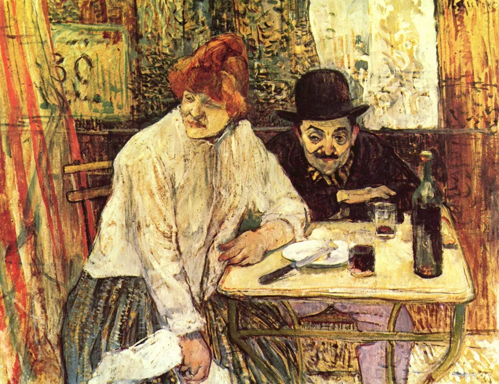 At the Café La Mie, by Henri de Toulouse-Lautrec, oil, 1896