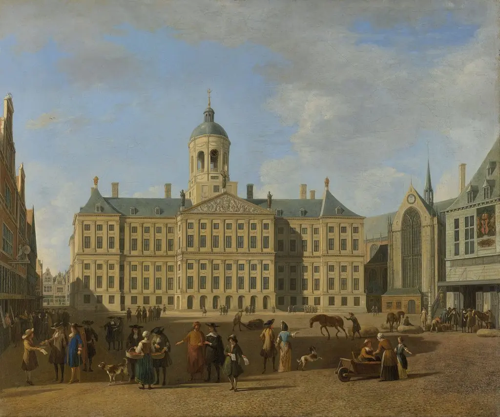 The town hall on the Dam in Amsterdam, by Gerrit Adriaenszoon Berckheyde, oil, 1697