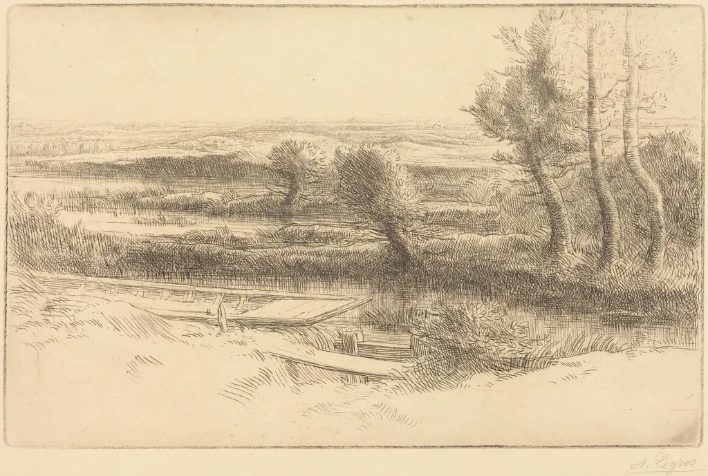 Landscape (Paysage), by Alphonse Legros, ink, 1874