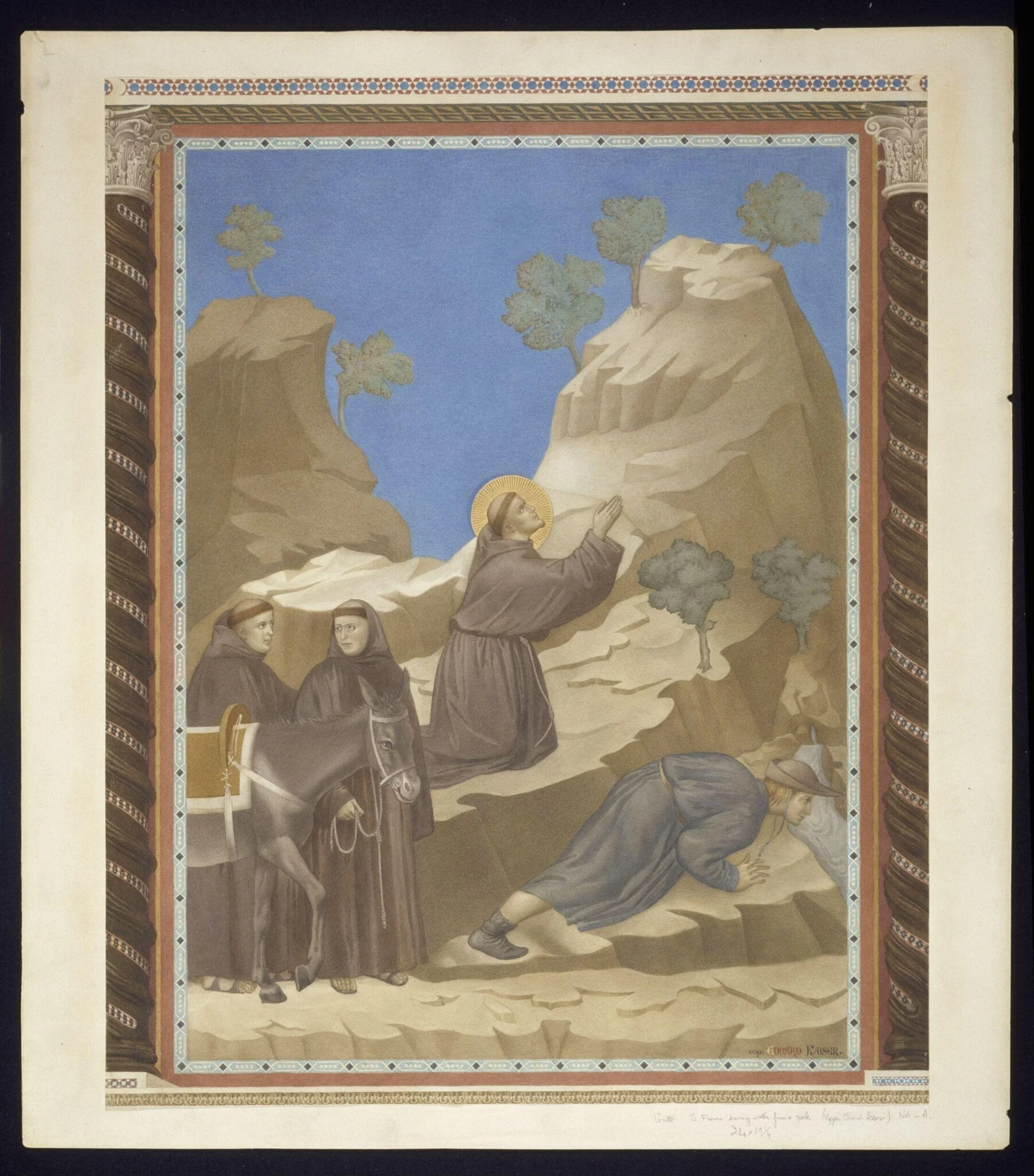 Copy after the painting St Francis Drawing water from the rock by the Master of the St Francis cycle in the Upper Church, San Francesco, Assisi, detail