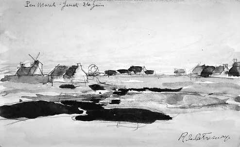 Study for the painting "The Windmill of Penmarch, Northern France", detail