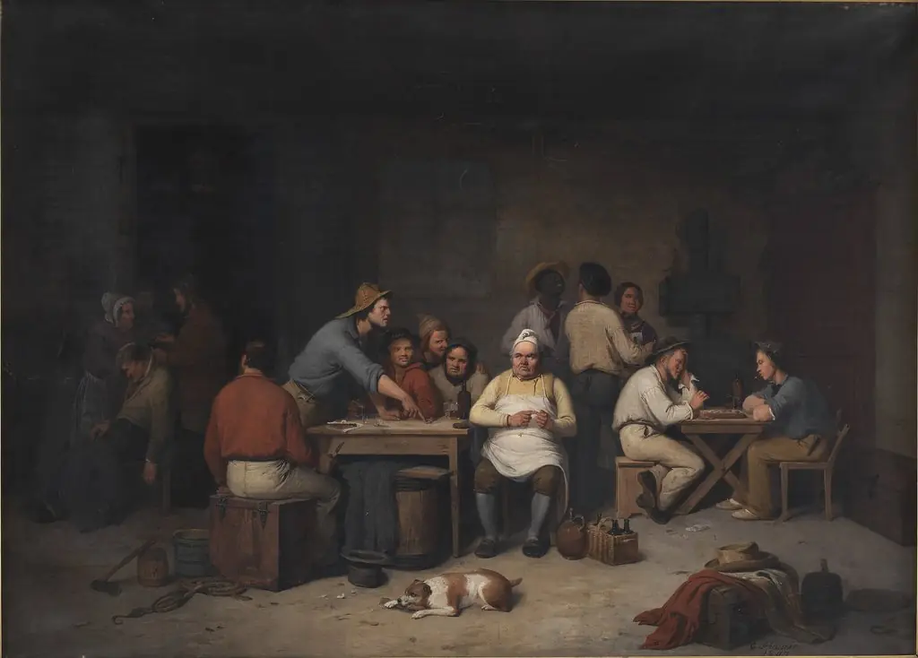 En scene i værtshuset Brokkensbod, by Christian Andreas Schleisner, oil, 1847
