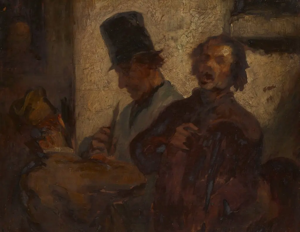 Street Musicians, by Honoré Daumier, unspecified, 1855