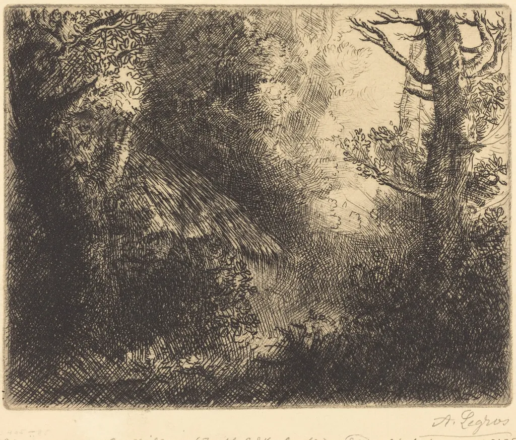 Landscape: Near Chailleux (Paysage: Pres Chailleux), by Alphonse Legros, ink, 1874