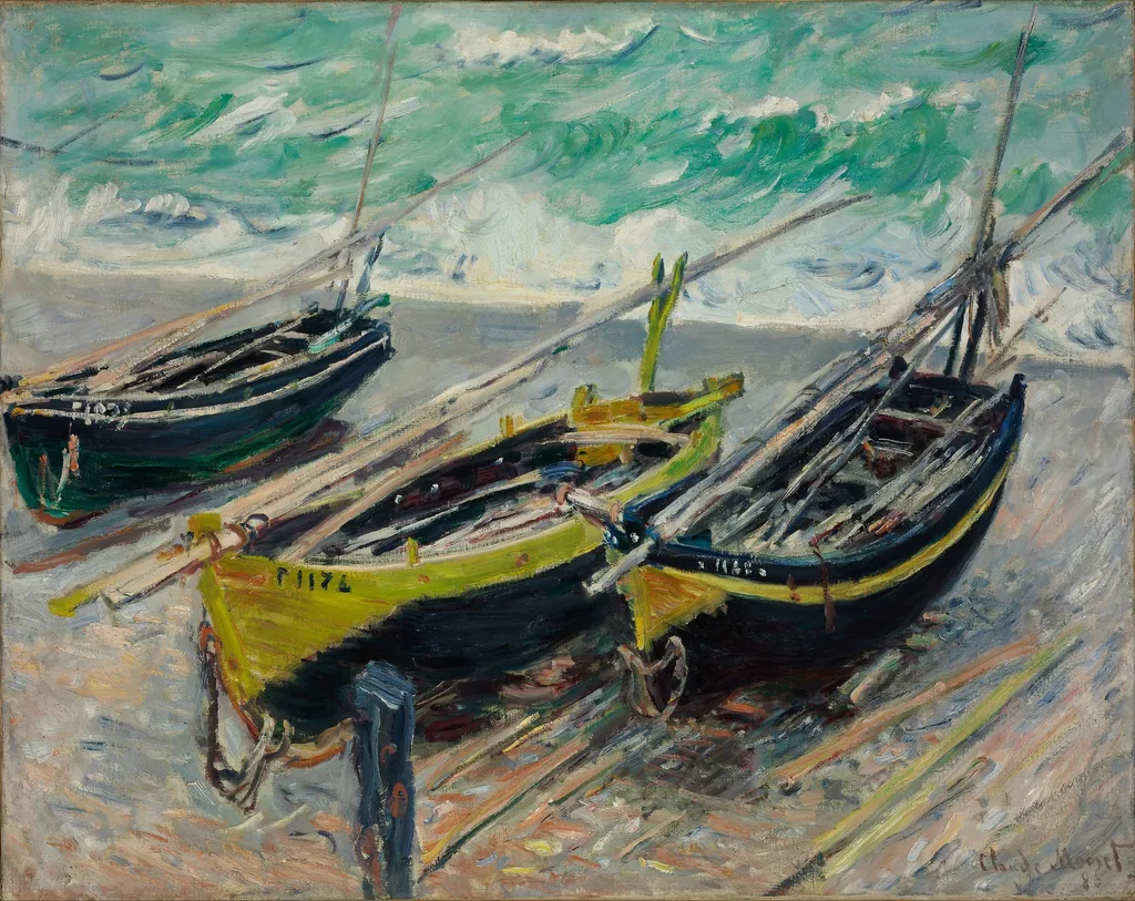 Three Fishing Boats, by Claude Monet, oil, 1893