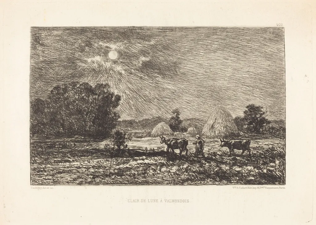Clair de lune à Valmondois (Moonlight at Valmondois), by Charles François Daubigny, ink, 1848