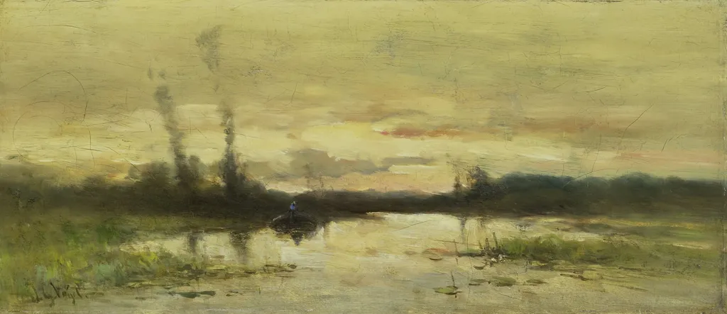 Landschap aan de vaart bij Hilversum, by Johannes Gijsbert Vogel, oil, 1899