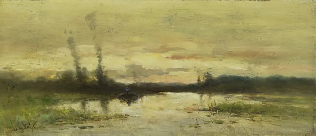 Landschap aan de vaart bij Hilversum, by Johannes Gijsbert Vogel, oil, 1899