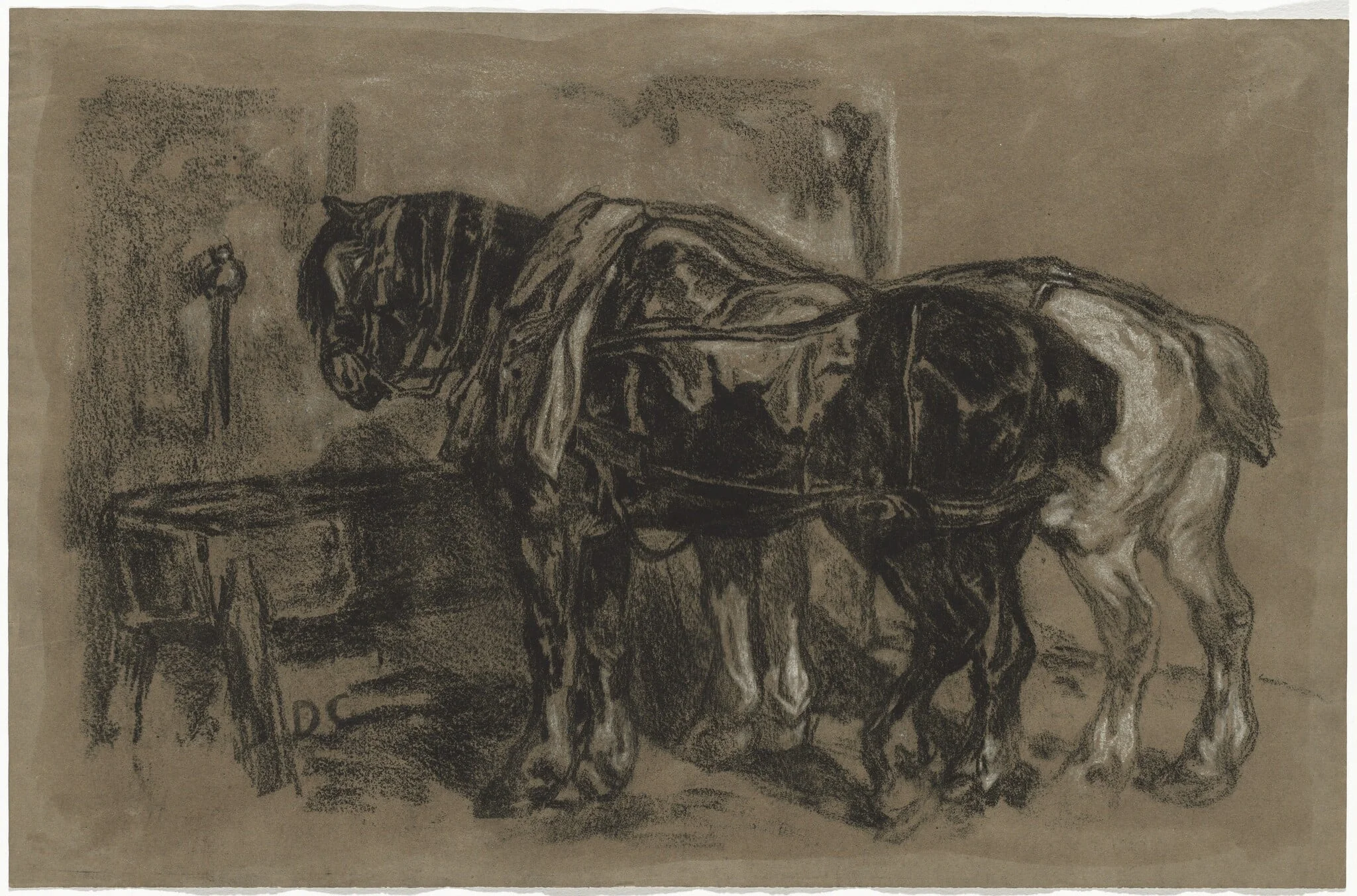 Two Draft Horses, detail