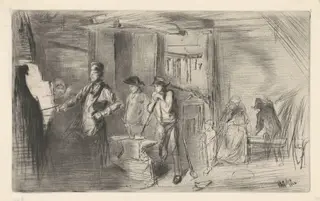 The Forge, by James McNeill Whistler, ink, 1861