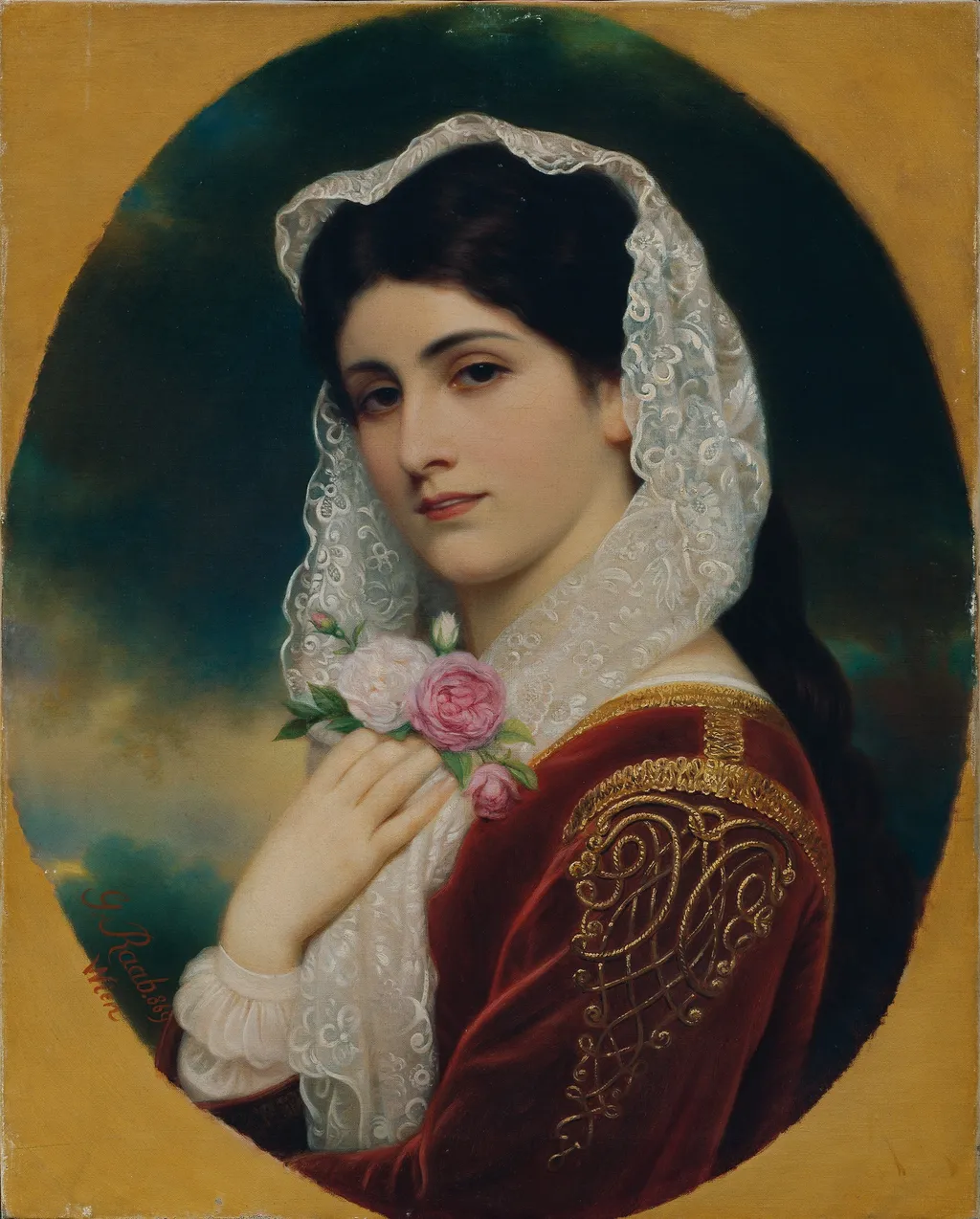 Weiblicher Studienkopf, by Georg Raab, oil, 1869