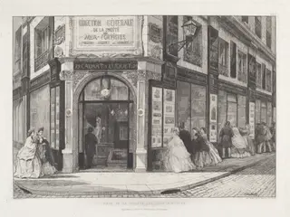 Siège de la Société des Aquafortistes, by Adolphe Théodore Jules Martial Potémont, ink, 1864