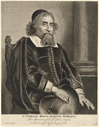 Ephraim Bonus, by Jan Lievens, ink, 1640