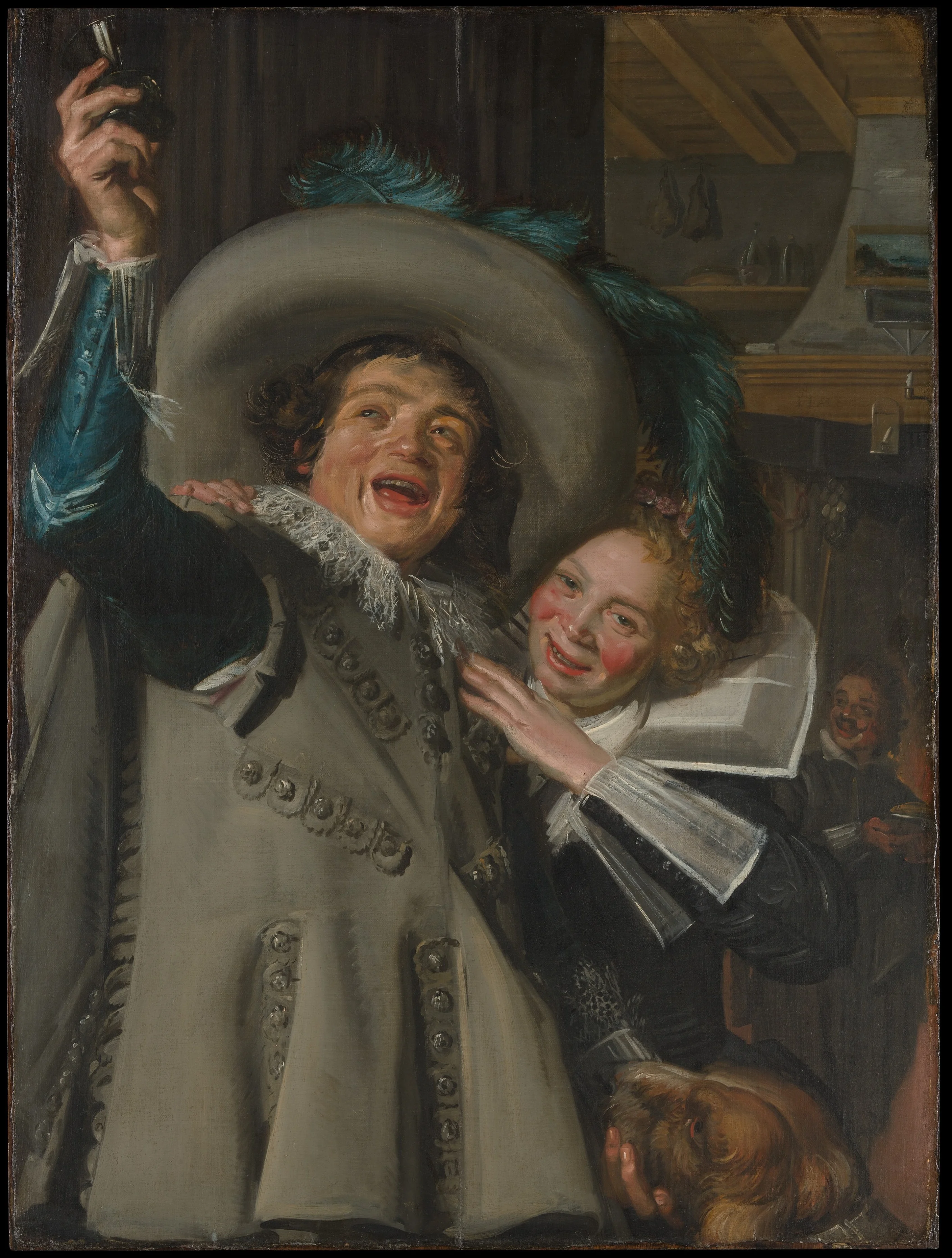 Young Man and Woman in an Inn, detail
