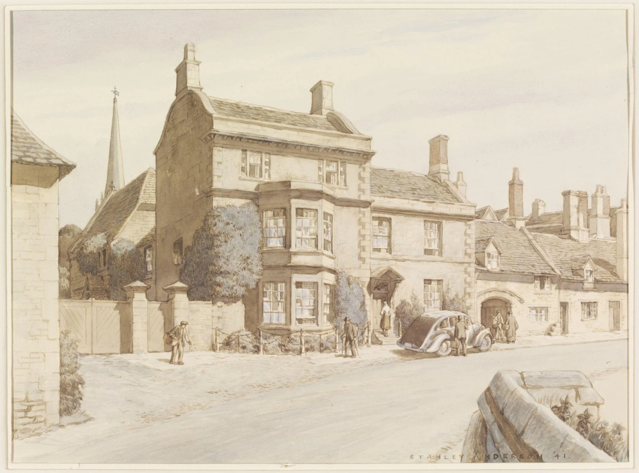 Houses by the Bridge at Burford, detail