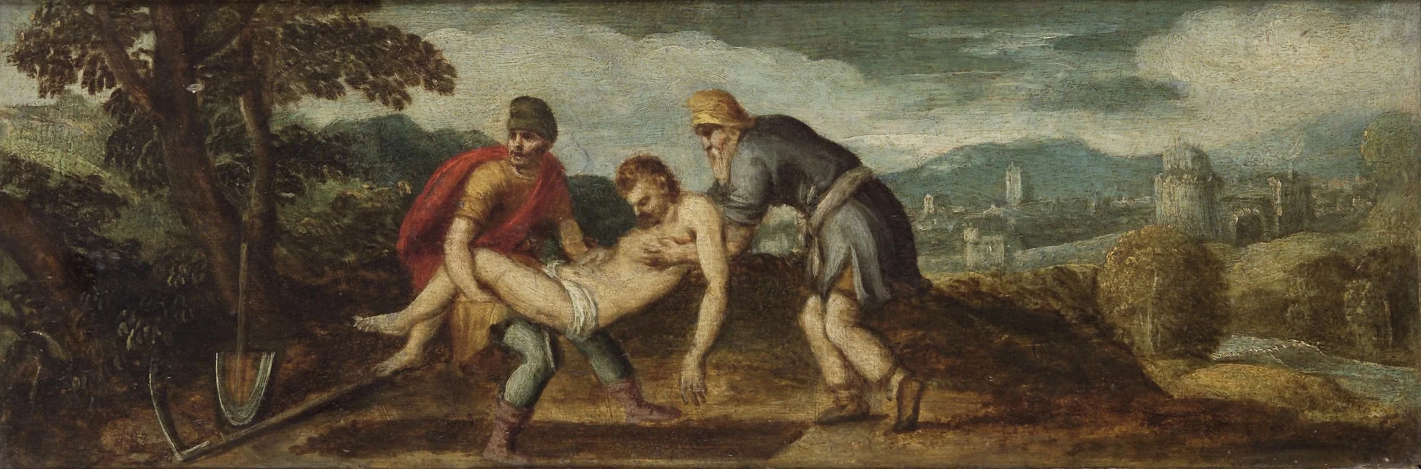 Der alte Tobias begräbt die Juden in Ninive, detail