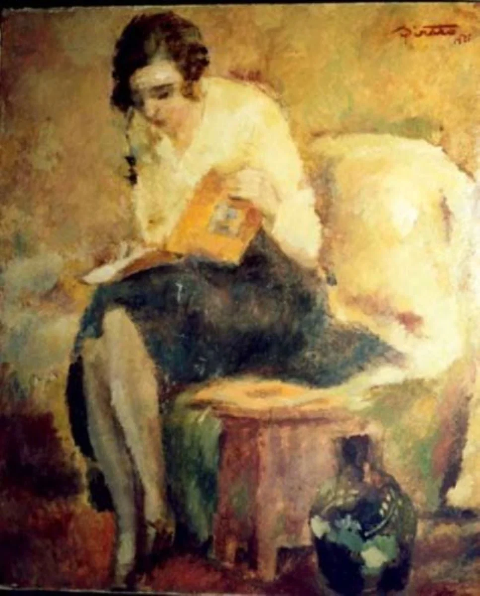 Femeie citind, detail