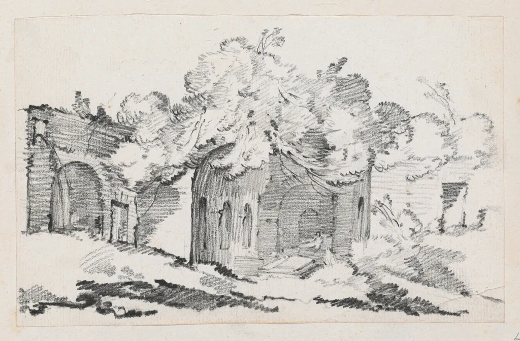 The Grotto of the Nymph Egeria, by Joseph-Marie Vien, graphite, 1747