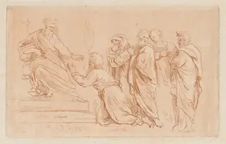 Adonias Imploring the Grace of Solomon or Jeroboam Kneeling before Rehoboam, by Charles-Paul-Jean-Baptiste de Bourgevin Vialart de Saint-Morys, ink, 1782