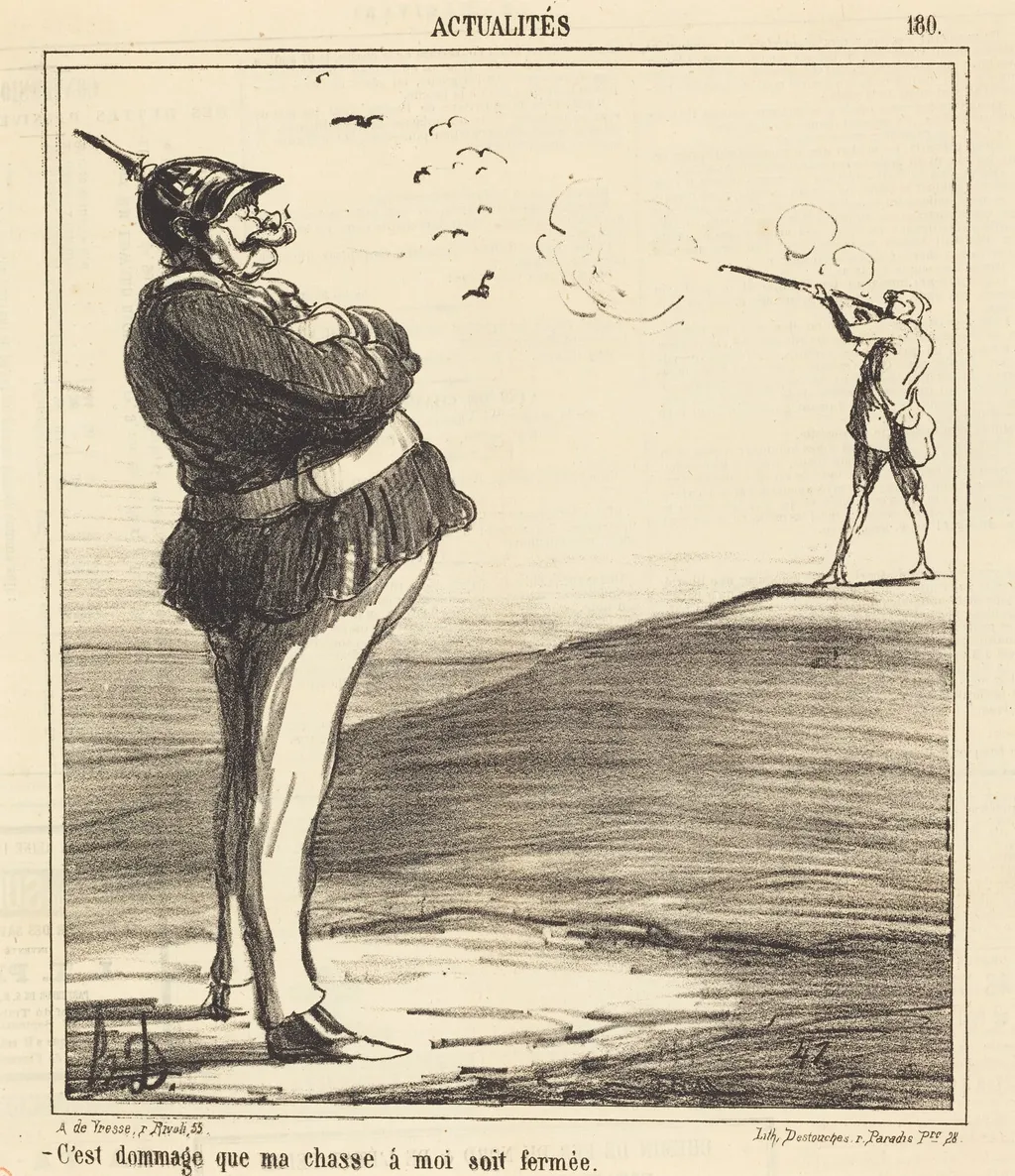 C'est dommage que ma chasse a moi soit fermée, by Honoré Daumier, ink, 1867