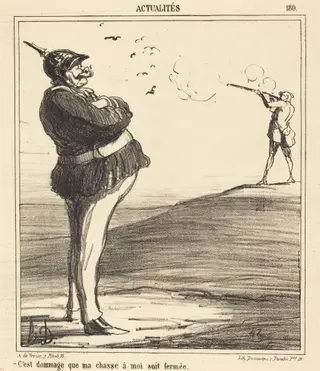 C'est dommage que ma chasse a moi soit fermée, by Honoré Daumier, ink, 1867