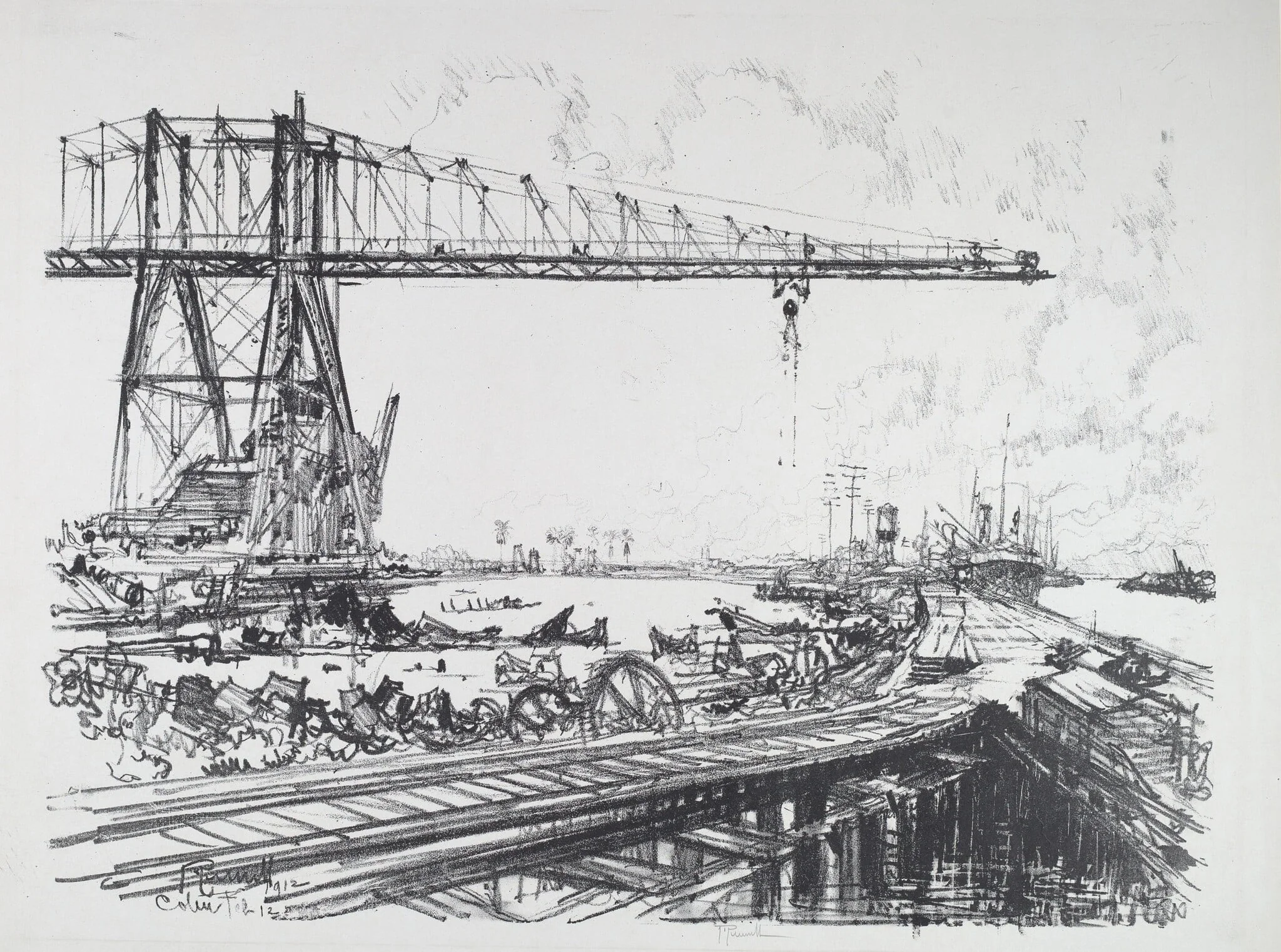 French Canal and American Cranes, detail