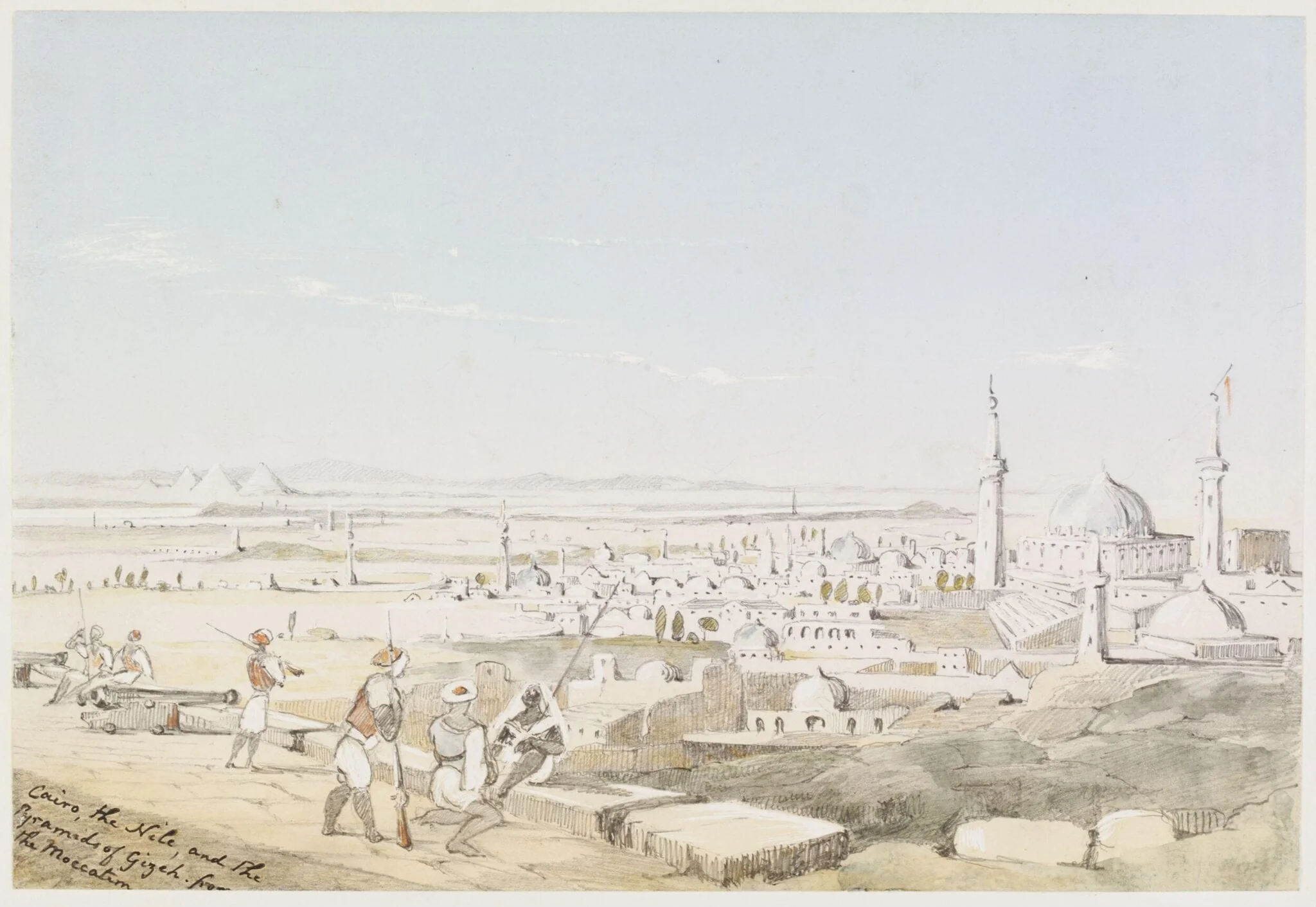 Cairo, the Nile, and the Pyramids of Gizeh. from the Moccat[e]m, detail