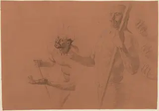 Studies for a Boatman, by Otto Greiner, chalk, 1892