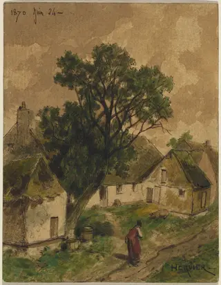 Farmyard, by Adolphe Hervier, ink, 1870