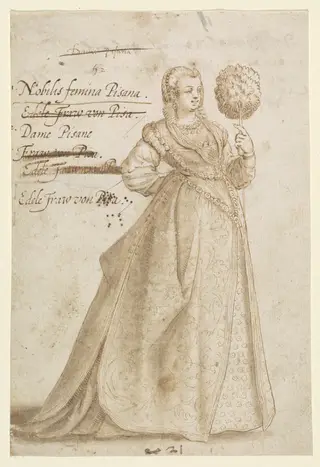 A Noble Lady of Pisa, by Jean-Jacques Boissard, ink, 1581