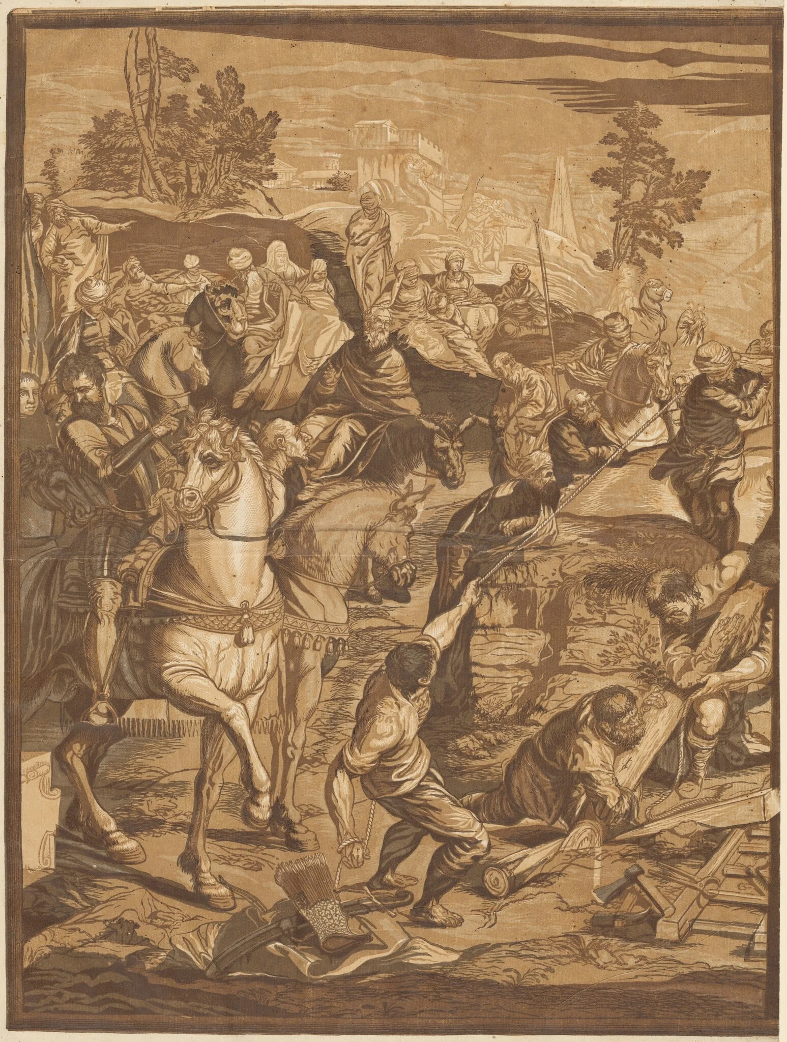The Crucifixion (left panel), detail