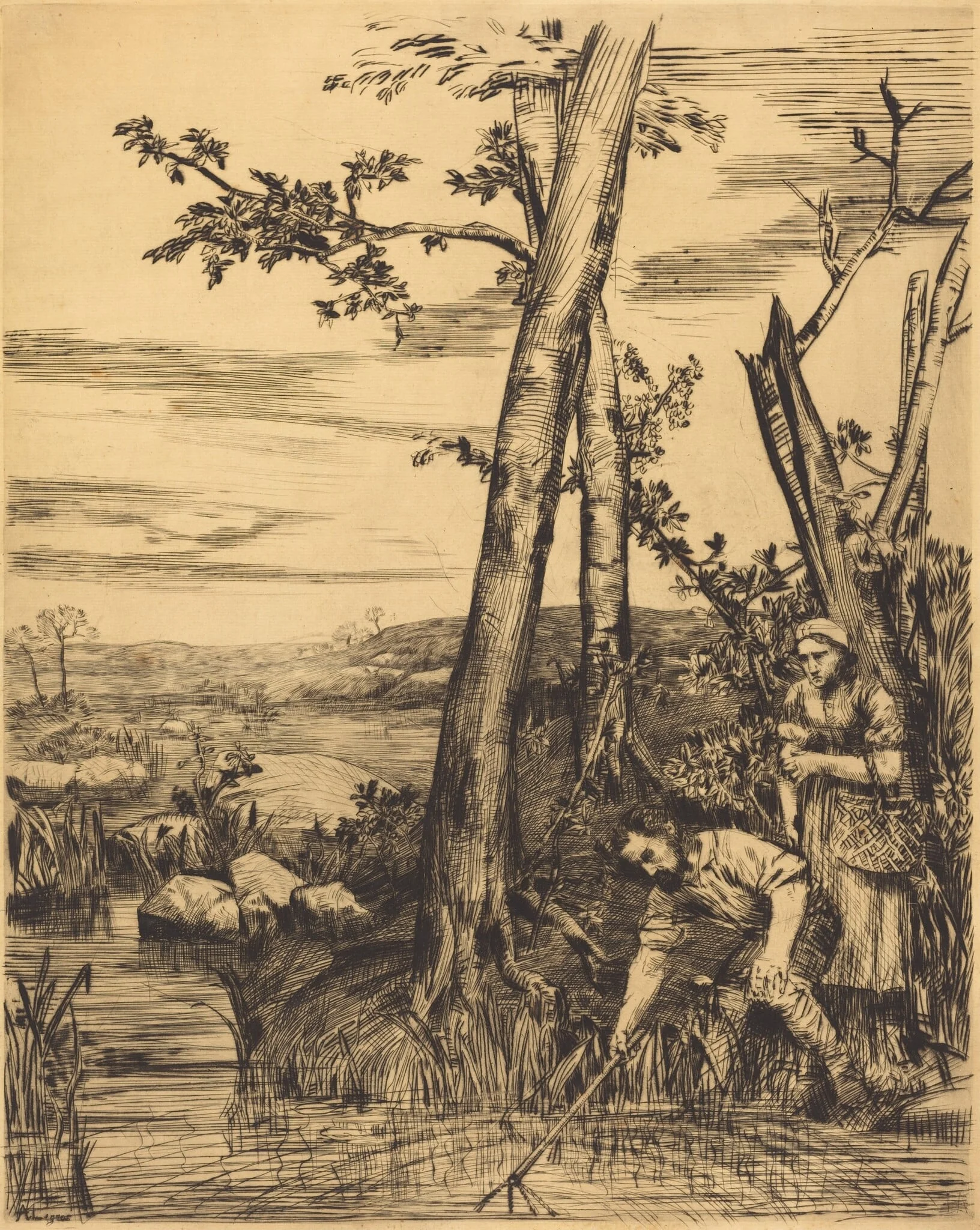 Fishing for Crayfish (Les pecheurs d'ecrevisses), detail