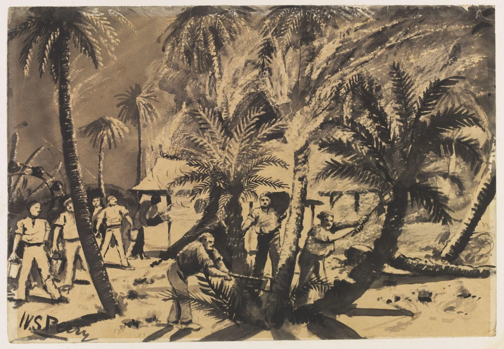 The Heavies Camp on fire at Hafir April 1885, detail