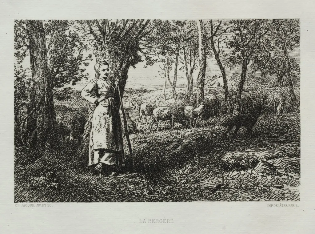 The Shepherdess, by Charles Jacque, 1868
