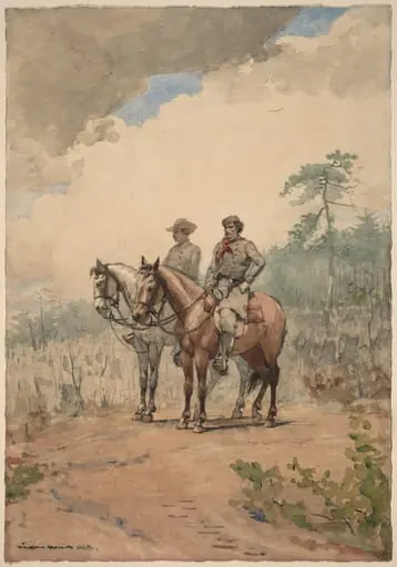 Two Scouts, by Winslow Homer, graphite, 1887