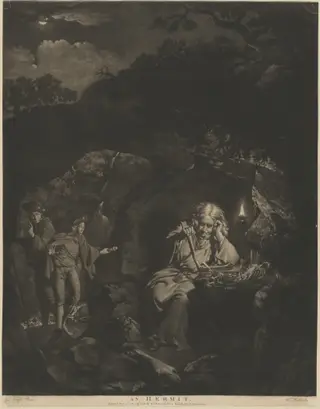 An Hermit, by William Pether, ink, 1770