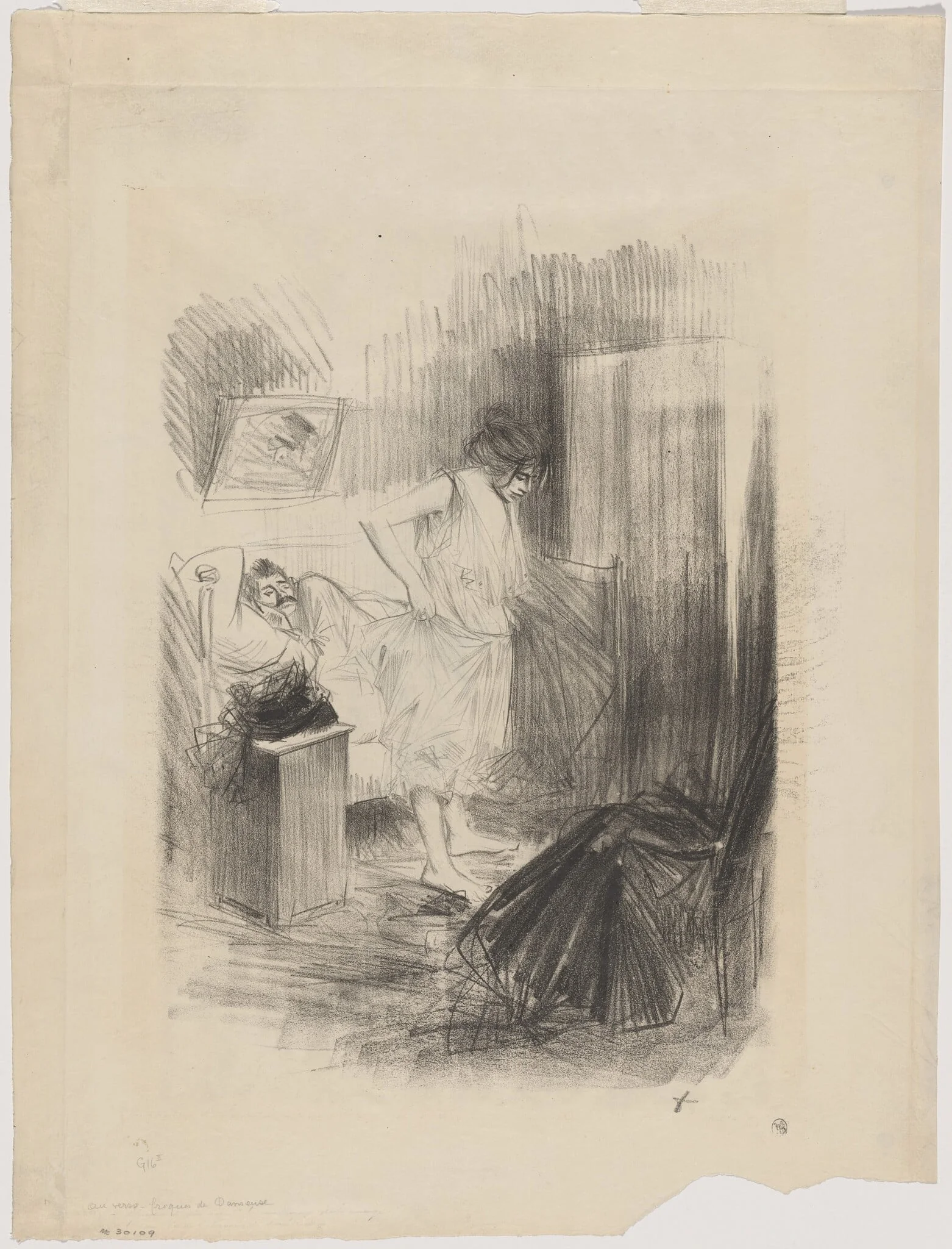 a) L'amour à Paris (Love in Paris) (recto); b) Untitled (verso), detail