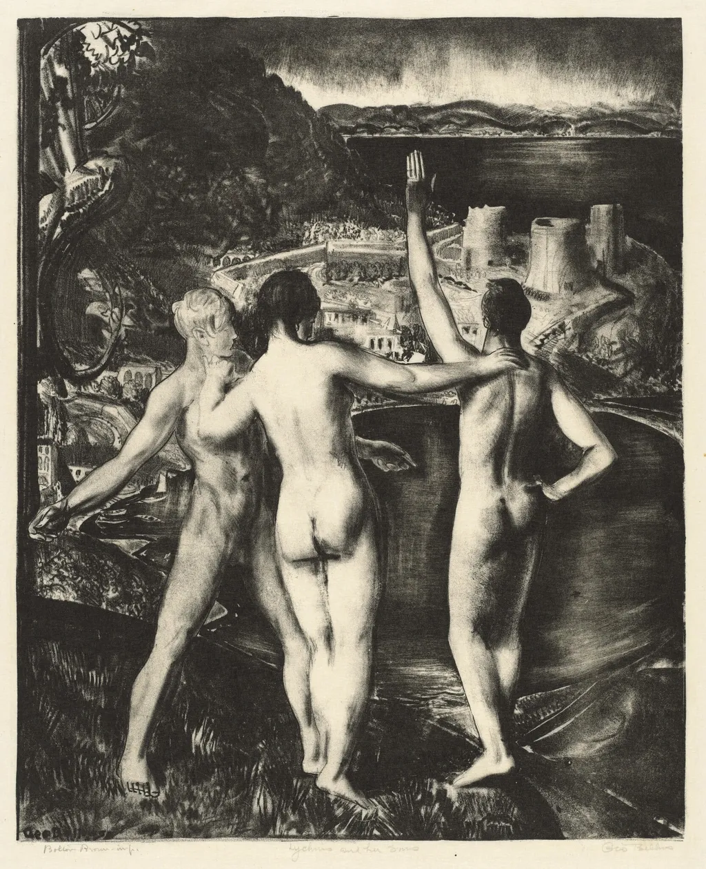 Lychnis and Her Sons, by George Bellows, ink, 1923