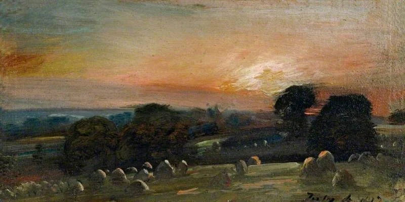 A Hayfield near East Bergholt at Sunset, detail