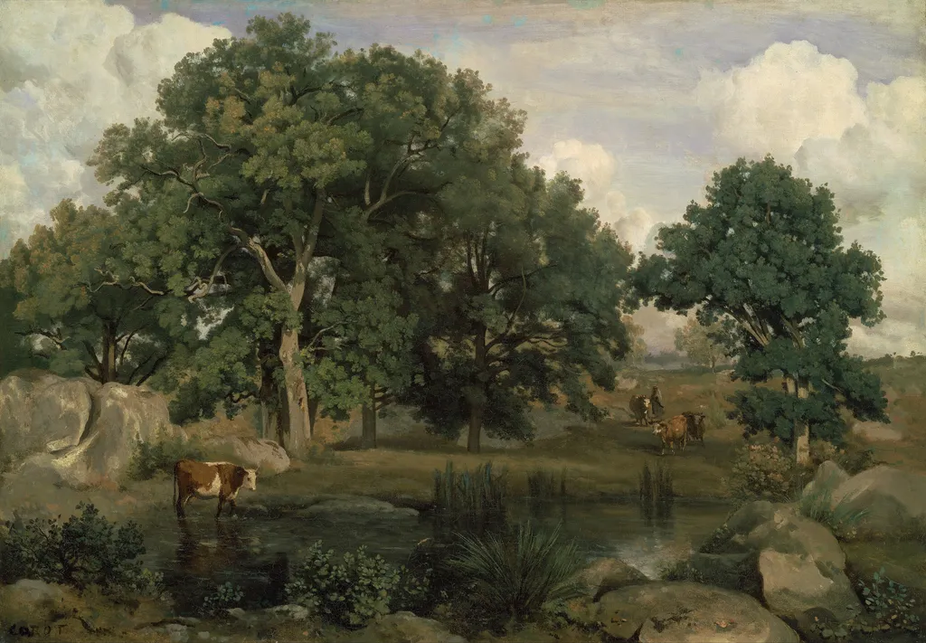 Forest of Fountainbleu, by Jean Baptiste Camille Corot, oil, 1846