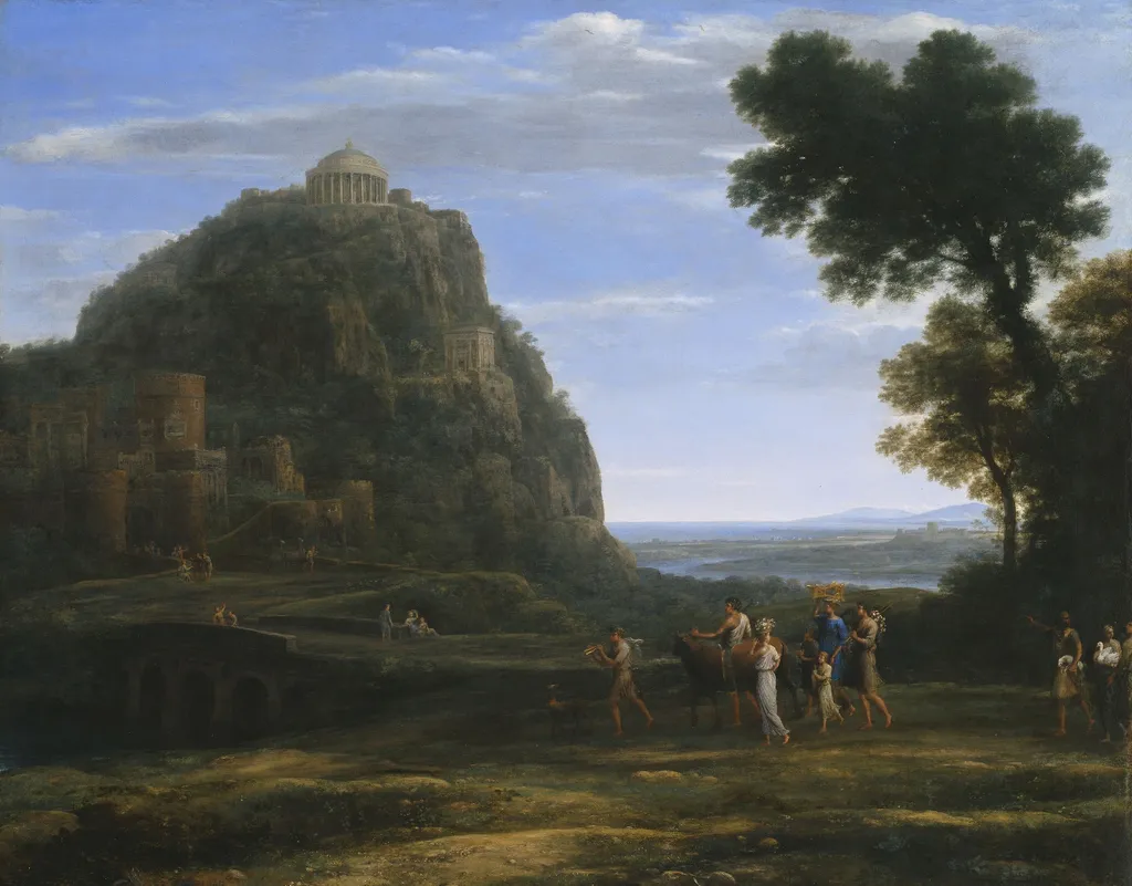 View of Delphi with a Procession, by Claude Lorrain, oil, 1673