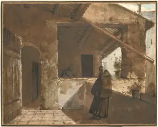 A Roman Cloister, by François Marius Granet, watercolor, 1810