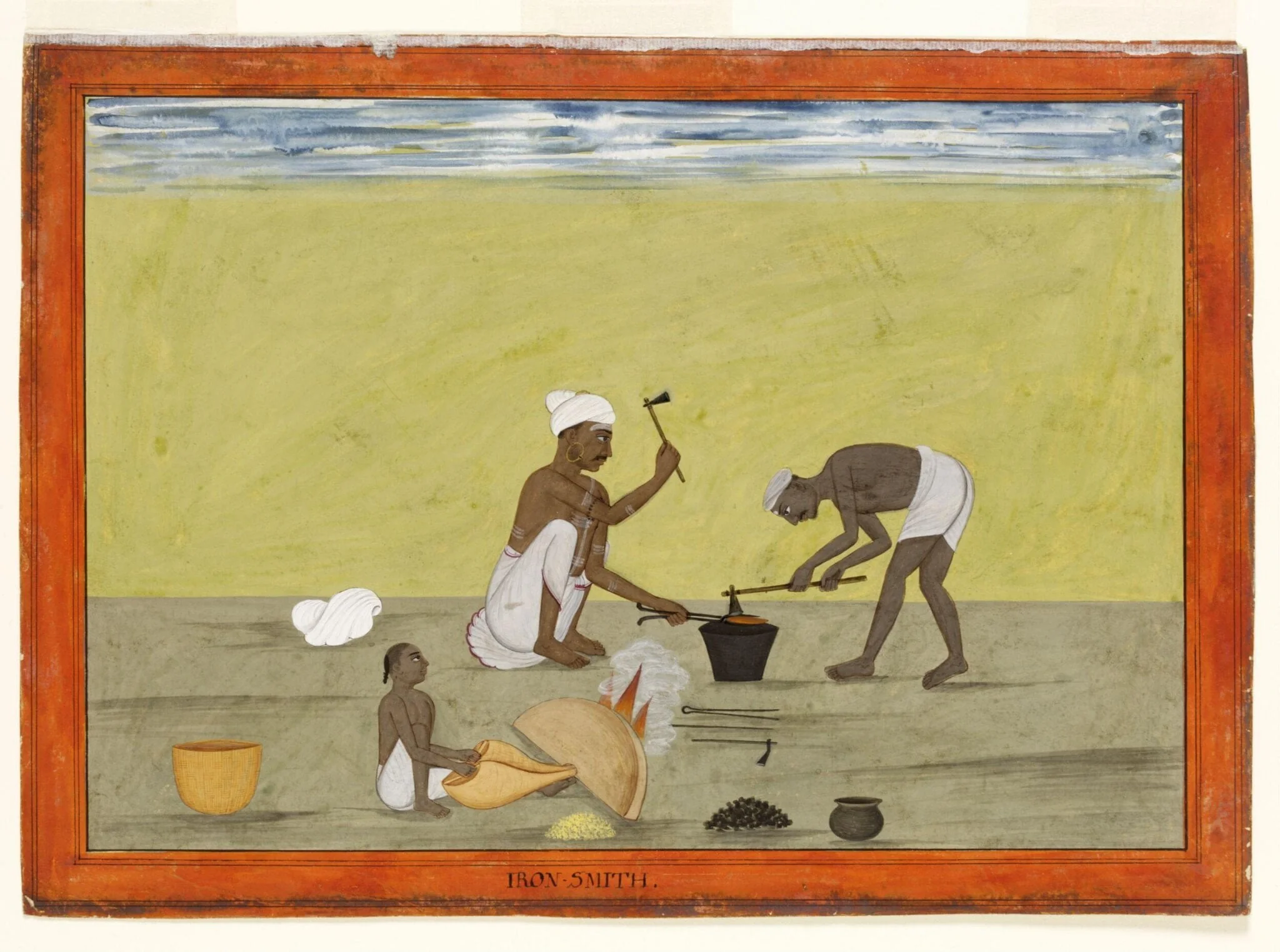 A blacksmith and his assistant, detail