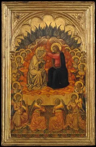 Engaged cassetta frame on a polyptych panel, by Niccolò di Buonaccorso, tempera