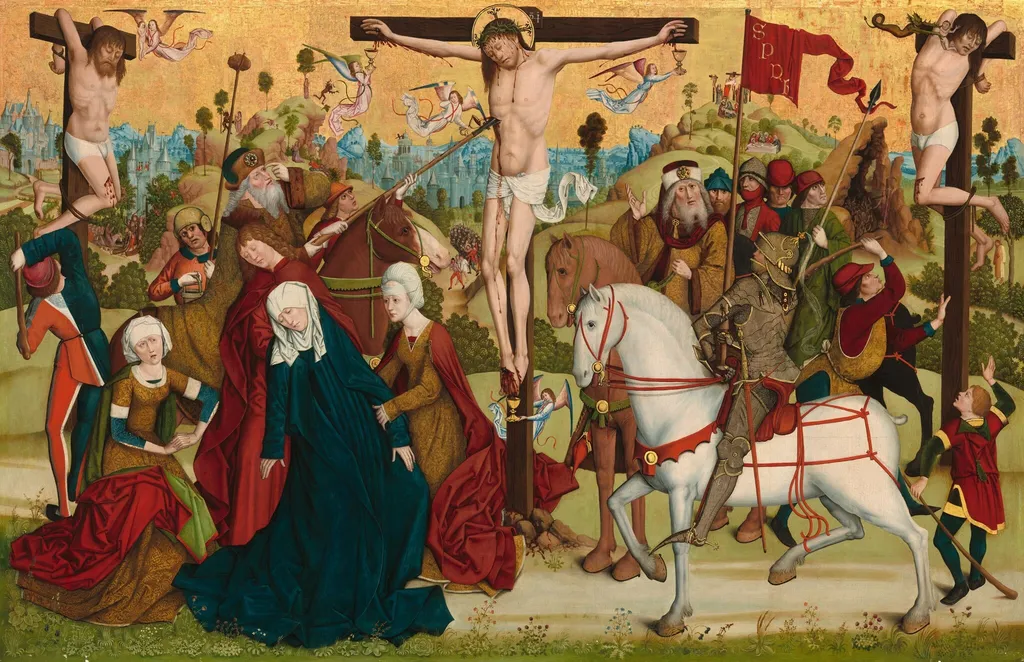 Calvary, by Master of the Death of Saint Nicholas of Münster, oil, 1475