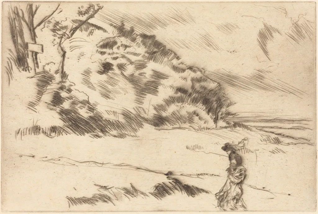Speke Shore, by James McNeill Whistler, ink, 1875