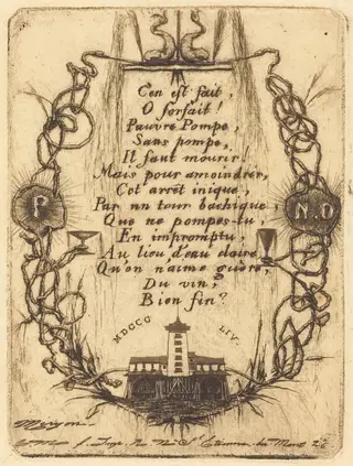 La petite pompe, Paris (The Notre Dame Pump, small plate), by Charles Meryon, ink, 1854