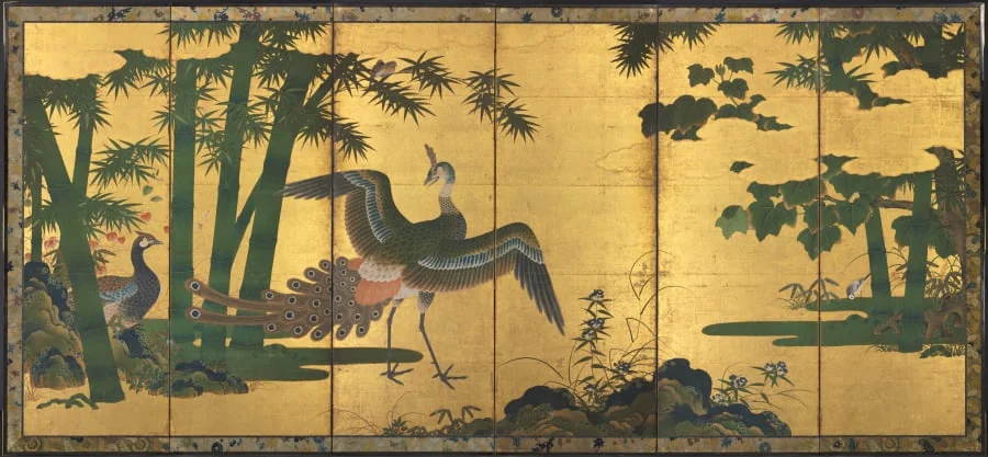 Peacocks and Bamboo, detail